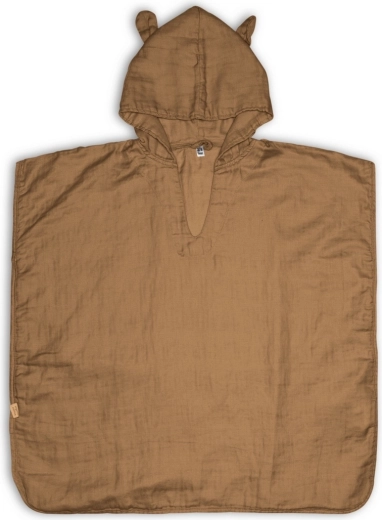 NuuRoo Flor muslin poncho Iced coffee 3–4 years