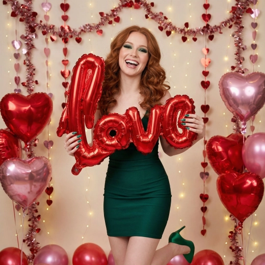 Foil Balloon LOVE Letter, Metallic Burgundy, 55 cm