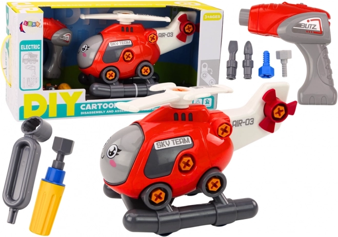 Šarafciger helikopter za djecu za sastavljanje – crveni
