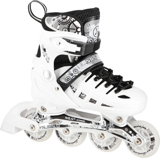 Dječje klizaljke 4u1 NILS EXTREME bijele – inline, ledene i quad – S (31-34)