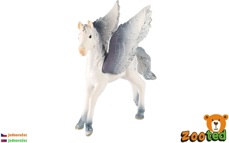 Krilati jednorog ždrijebe bijelo-sivo 11 cm - 1 komad