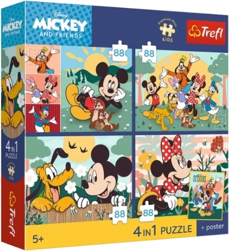 Trefl puzzle Premium Plus Kids Myszka Mickey – zajedno s prijateljima 4×88 dijelova