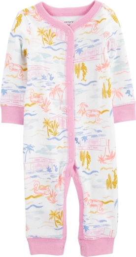 Carter's pamučni kombinezon bez stopica na drukere Sleep&Play Pink Palm za djevojčicu, veličina 56 (NB)