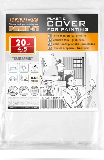 Transparent HDPE painter's protective film 4 × 5 m