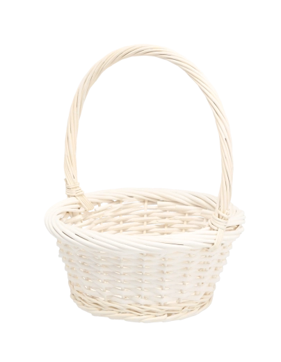 Bijela košara od ratana s ručkom 25 × 25 × 12/31 cm