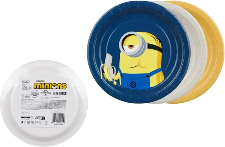 Party papirnati tanjurići Minioni 18 cm (6 kom, miješani motivi)