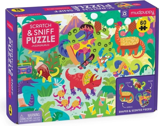 Dječje puzzle Pizzasaurus s mirisom od Mudpuppyja, 60 dijelova