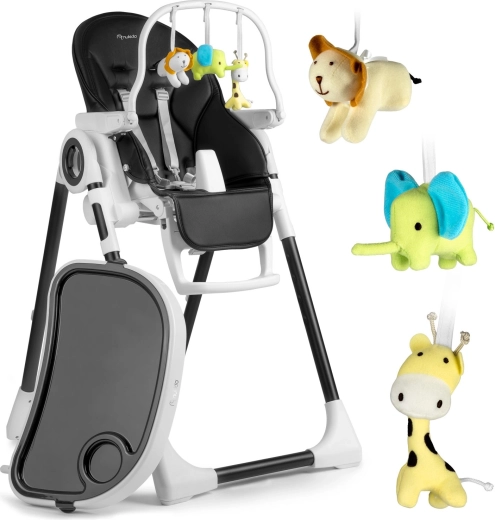Nukido Belo high chair with tray and toy bar, black