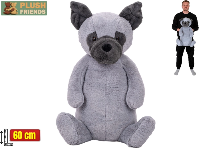 Plush Friends plišani pas sjedeći 60 cm sivi