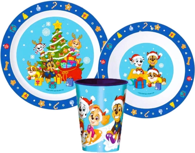 Plastični set za jelo Paw Patrol Božić 3 dijela