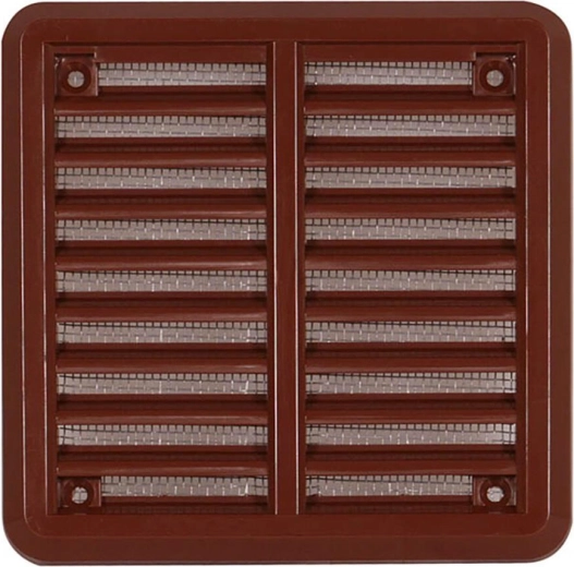Ventilacijska rešetka s mrežicom, smeđa, 100 × 100 mm