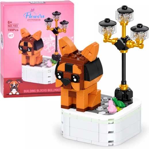 Bullmastiff Building Set on a Base, 199 Pieces