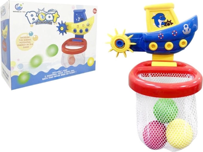 Kupališna igračka – brodić s košem i lopticama za djecu