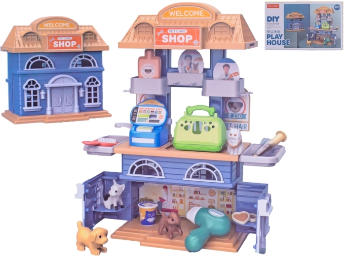 Animal House and Shop 2-in-1 with Accessories, 33 pcs