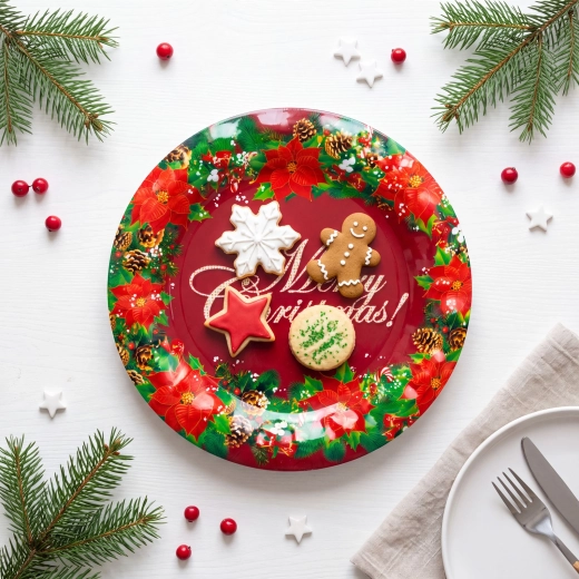 Merry Christmas Christmas Plastic Serving Plate 37.5 cm