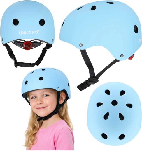 Kids’ cycling helmet TRIKE FIX with LED, size M (55–58 cm), blue
