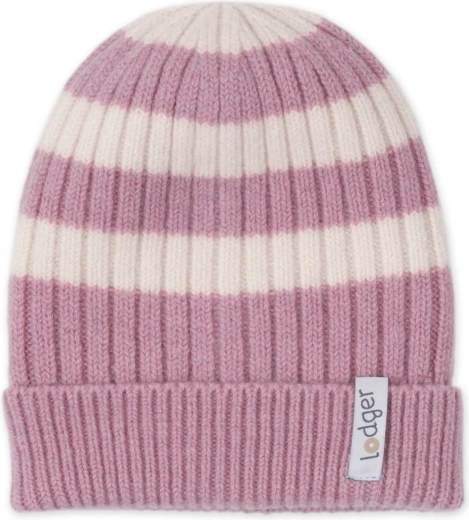 LODGER Stripe Merino Mauve children's hat for 1–2 years