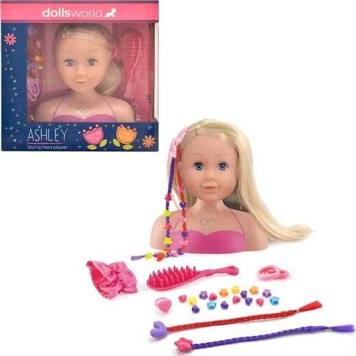 Dolls World glava za češljanje Ashley plavuša 21 cm