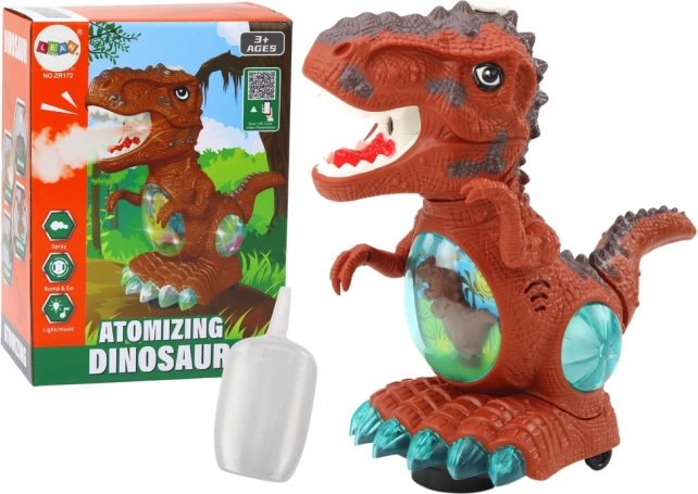 Plesni smeđi dinosaur s senzorom prepreka, svjetlosnim i zvučnim efektima