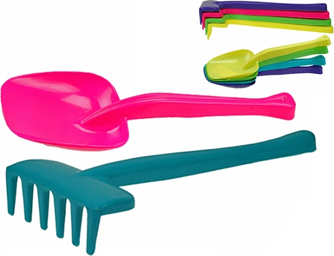 Dječja lopatica i grablje 30 cm – set 20 kom u pet boja