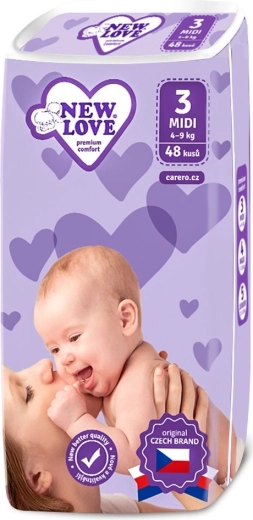 Dječje jednokratne pelene New Love Premium Comfort MIDI 4–9 kg, 48 kom
