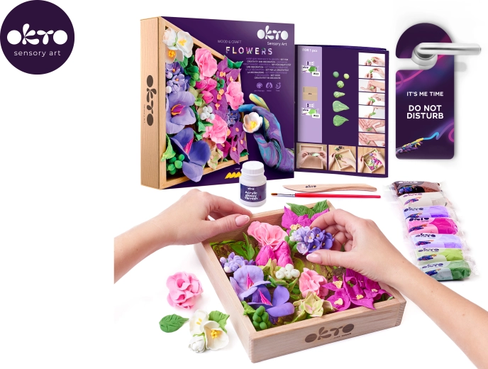 OKTO Inspiration DIY Creative Modeling Kit – Flowers in a Wooden Frame