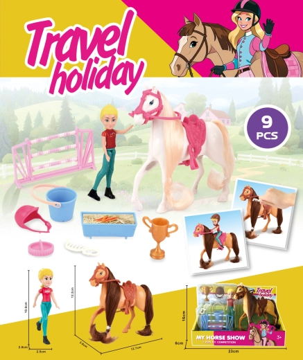 Konj s jahačkom figuricom 12,5 cm – smeđi