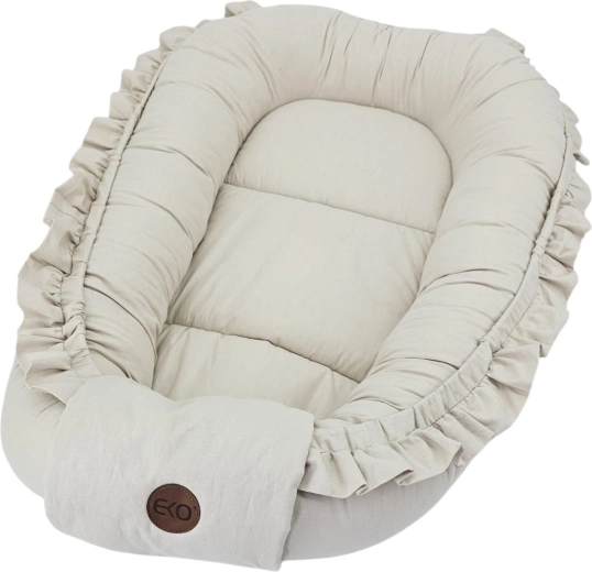 EKO pamučno gnijezdo za bebu s volanom light beige 50 × 85 cm