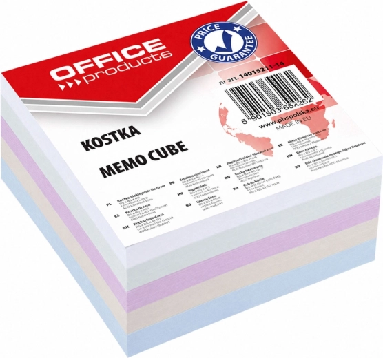 Papirnata kocka za bilješke OFFICE PRODUCTS, nelijepljena 85 × 85 × 40 mm, miks boja - 1 komad