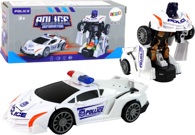 Bijeli policijski auto-robot 2u1 transformacija