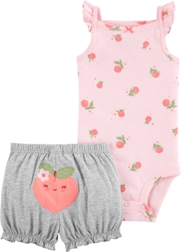 Carter's dvodijelni set: body na naramenice i kratke hlačice Pink Peach za djevojčicu 9 mj