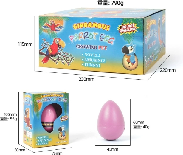 Rastuće jaje – papiga 6,5 cm