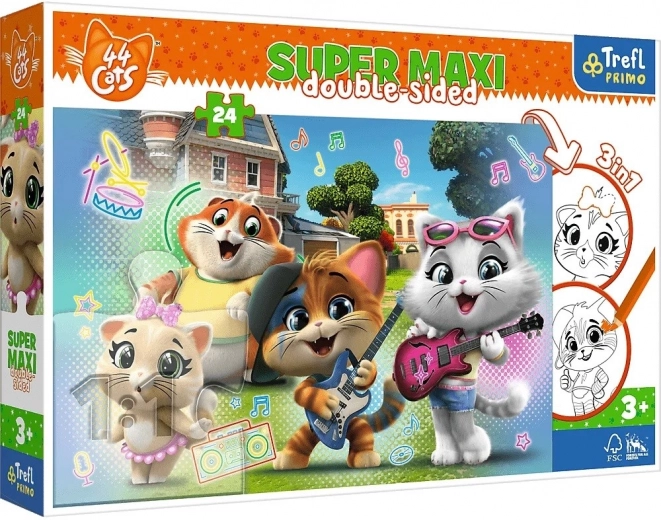 Puzzle Super Maxi 24 dijelova – vesele mačke 44 CATS, obostrane 3u1