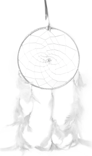 White cotton dreamcatcher with feathers