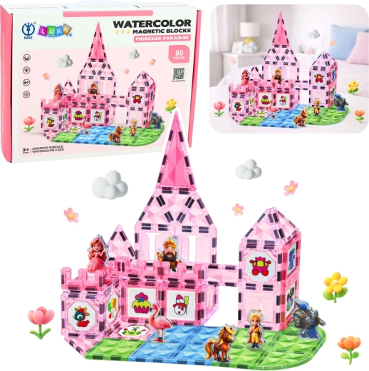 Magnetičke građevne kocke – Prinčezin dvorac, akvarelne kartice, 80 dijelova