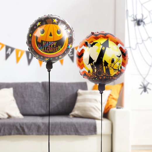 Halloween foil balloons – pumpkin and castle – 2 pieces