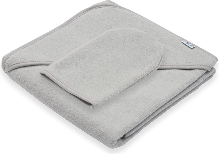 Dječji frotirni ručnik s kapuljačom New Baby Basic 80 × 80 cm sivi