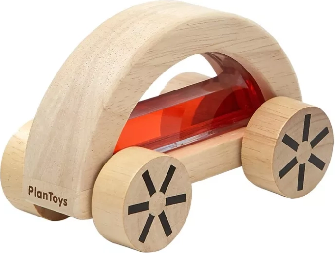 PlanToys drveni autić s vodom crveni