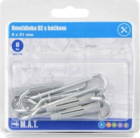 Čvorna tipl-učvrsnica s kukom 8 × 51 mm, bijeli cink (8 kom)