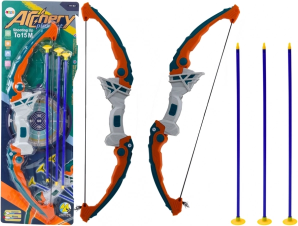 Dječji luk s vakumskim strijelama zeleno‑narančasti, 3 kom