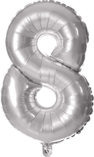 Foli balon u obliku broja 8 srebrni 30 cm TORO