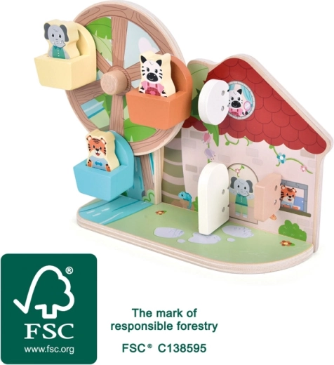 Drvena motorička igračka s panoramskim kotačem Prijatelji iz džungle small foot