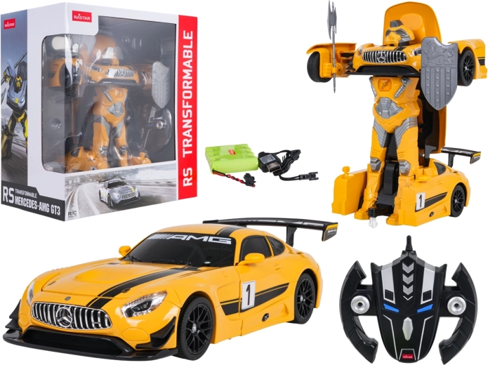 Daljinski upravljani automobil i robot 2 u 1 Mercedes-AMG GT3 RASTAR, žuti