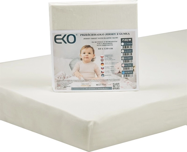 EKO beige jersey fitted sheet with elastic 120 × 60 cm