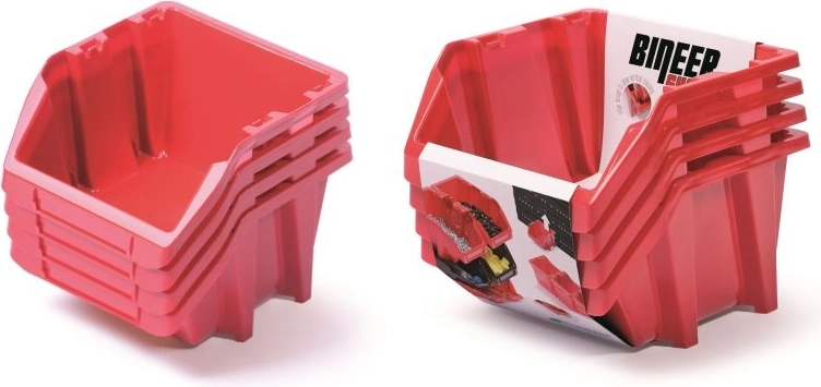 Set spremnika Bineer Short, 4 kom, 272 × 238 × 236 mm, crvena