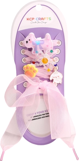 Set of decorative lace accessories – purple dog and orange bow