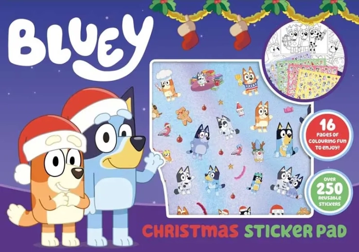 Set božićnih bojanki sa samoljepljivim naljepnicama Bluey