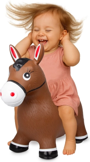 Inflatable bouncing horse HoppyDoo brown with pump
