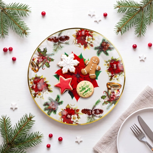 Christmas plastic plate with Christmas star motif, 37.5 cm