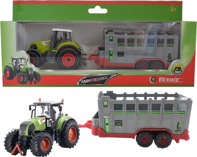 Farmaški traktor s prikolicom za prijevoz životinja 1:50